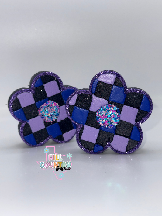 Checkered Flower Vent Clips